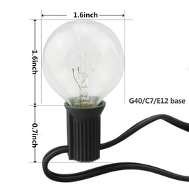 GOOTHY 25Ft Globe String Lights with G40 Bulbs (Plus 2 Extra Bulbs) UL Listed Backyard Patio Lights Garden Party Natural Warm Bulbs Cafe Hanging Umbrella Lights on Light String Indoor Outdoor-Black