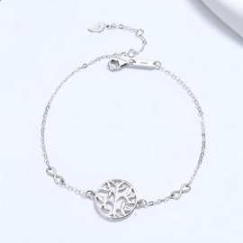 Hinvan 925 Sterling Silver Bracelet Women's Tree of Life Bracelet Tree of Life Bracelets Silver Infinity Bracelet Women Adjustable Bracelet Infinity Bracelet for Women Girls, Sterling Silver