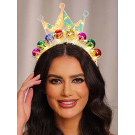 DRESBE Light Up Birthday Headband LED Happy Birthday Headbands Birthday Party Favors Hair Accessories for Women (Blue-Yellow Light)