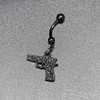 Body Candy Black Glitter Gun Dangle Belly Button Ring