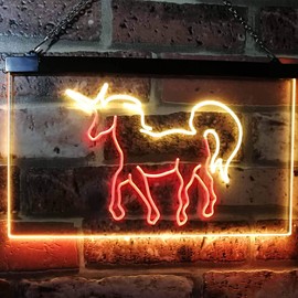 ADVPRO Unicorn Horse Pony Bedroom Display Décor Dual Color LED Barlicht Neonlicht Lichtwerbung Neon Sign Red & Yellow 12" x 8.5" st6s32-i3100-ry