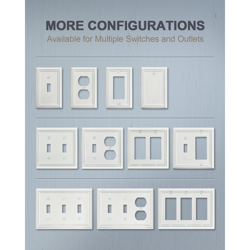 ZILLSEA 4-Pack Single Toggle Wall Plate, Metal Light Switch Cover,