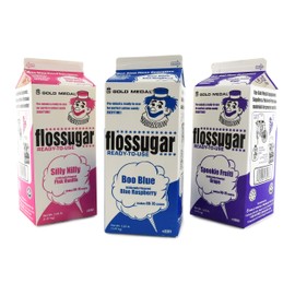 Cotton Candy Floss Sugar-Blue Raspberry, Pink Vanilla & Grape-1/2 Gallon-three Pack