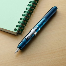 Platinum Fountain Pen Curidas Retractable Fountain Pen Urban Green Extra Fine Point Knock Type Fountain Pen PKN-7000#43-EF With Kanji LOVE Sticker