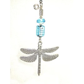 Turquoise Ice Blue Silvery Metal Dragonfly Ceiling Fan Pull Chain