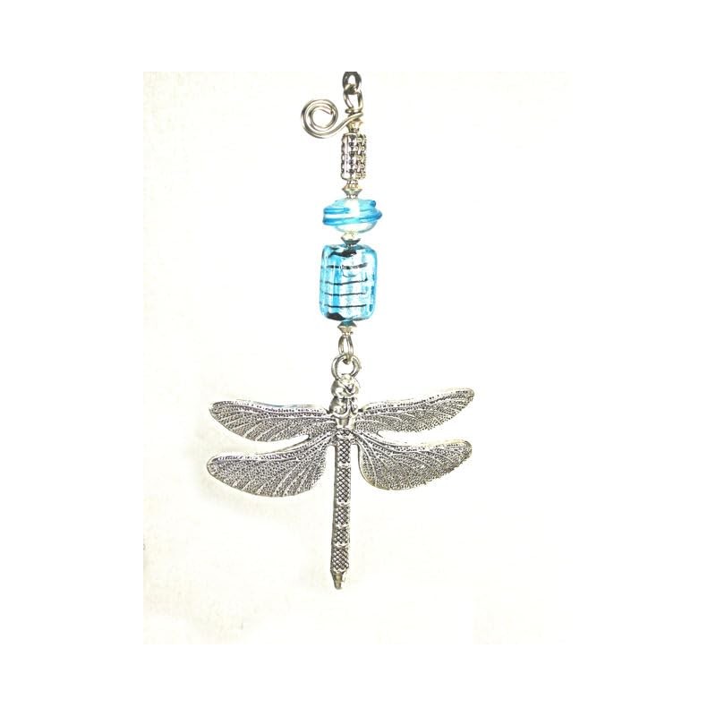 Turquoise Ice Blue Silvery Metal Dragonfly Ceiling Fan Pull Chain