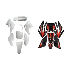 ICONSPORTSS White ABS Plastic Fender Fairing Body Work Kit Mudguard Set + Graphics For CRF70 CRF 70 CRF70F Motorcycle Pit Dirt Bikes 70cc 110cc 125cc 140cc 150cc 160cc SSR