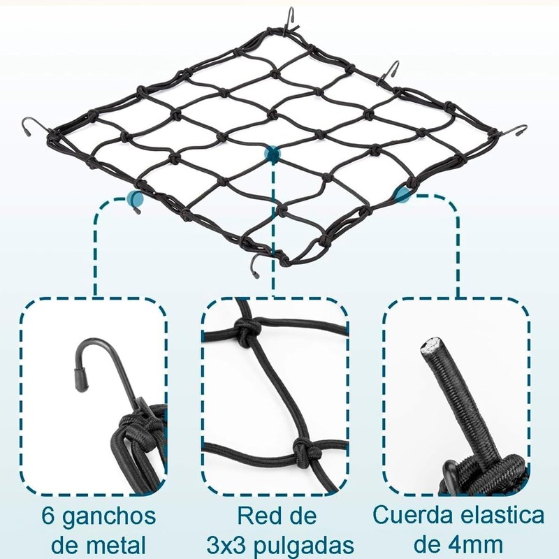 Lecute Red Malla Elástica Carga Motocicleta Red de Equipaje Expandible