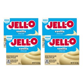 Jell-O Vanilla, Sugar Free-Fat Free Instant Pudding & Pie Filling 1 oz (Pack of 4)