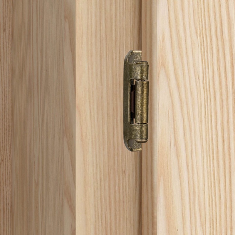 Vallecloud 4 Pack (2 Pair) Antique Brass Cabinet Hinges for