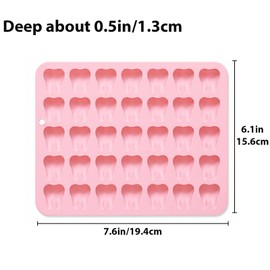 2 Pack 35-Cavity Silicone Molds, Realistic 3D Mini Molar Tooth Shape, for Chocolate Gummy Candy​ Jello Fondant, Easy Release Baking Decorating Tools (Pink，Blue)