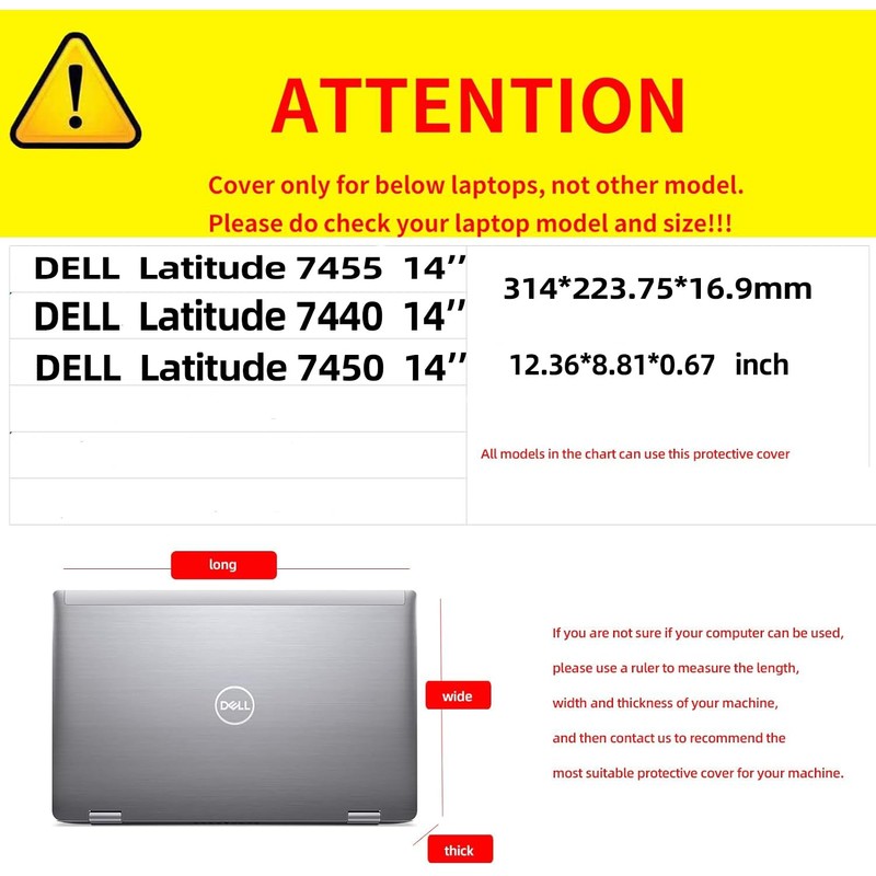 WODBAO for Dell Latitude 7455 14'' Laptop Case and Latitude