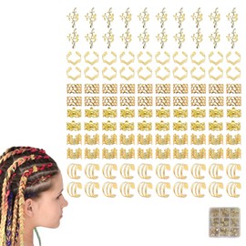 120 Pieces Hair Accessories Pirate Hair Accessories Gold Pirate Costume Accessories Women's Dreadlocks Jewellery Fashionable and Versatile, Suitable for Daily Life, Parties