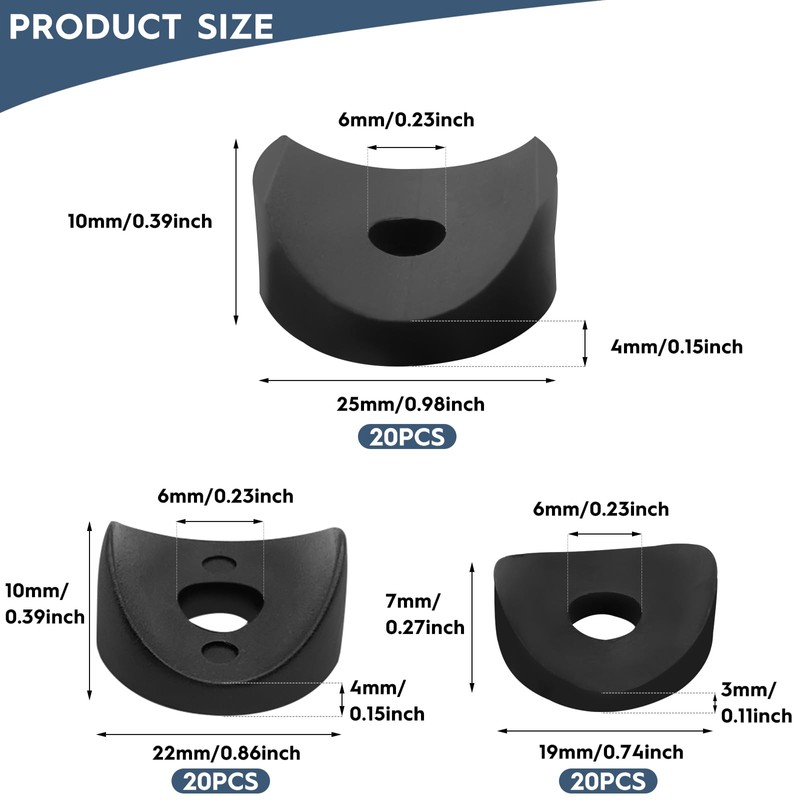 60pcs Saddle Spacers, 19 * 6 * 3/22 * 6