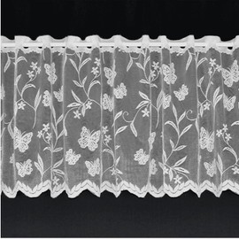 Nancy's Linens Meadow Lace Cafe Net Curtains White in 12",18" and 24" drop- Sold by the Metre Drop: 24" (60cm)