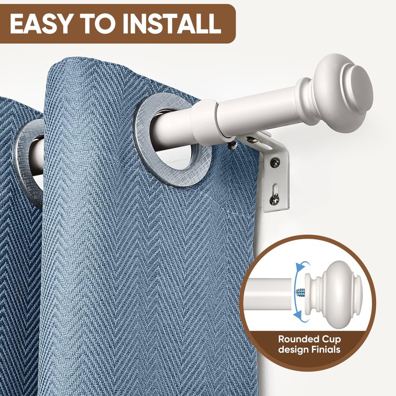 SIMEWIN White Curtain Rods for Windows 72 to 144 Inches