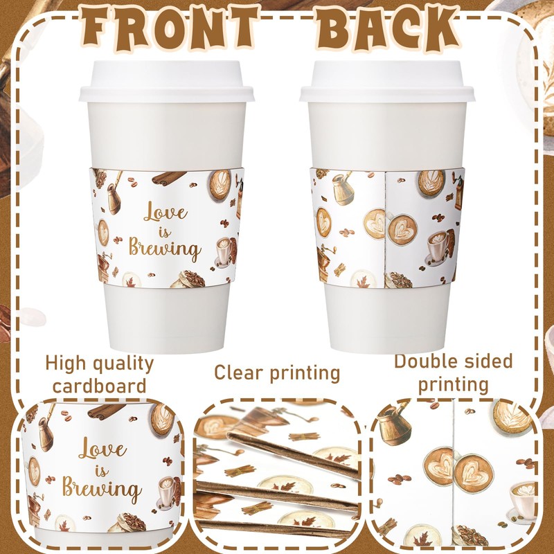 Jingmore 50 Pcs Coffee Bridal Shower Cup Sleeves Love Is