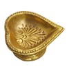 Purpledip Brass Diya Sacred Leaf: Spiritual Deepak for Home Temple(10235)