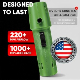 Canless Air System O2 Hurricane Industrial, Heavy Duty Rechargeable Air Duster, 220+ MPH Cordless Cleaner, Sustainable Pro Alternative, Green, Made in USA
