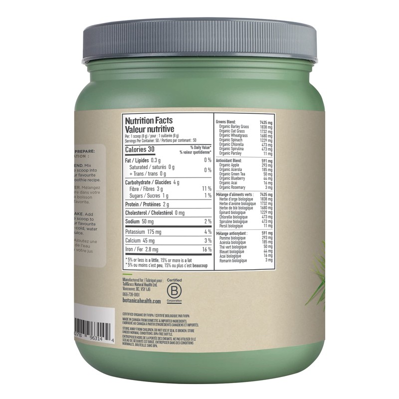 Botanica Super Greens Powder | Greens Superfood Powder Unflavoured 50