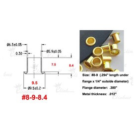 1 Tools with 200pcs #8-9-8.4mm (.294 Length Under Flange x 1/4" Outside Diameter) Golden Color Brass Eyelets Rivets for 0.08" Kydex Holster（FBA）