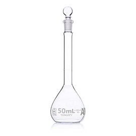 Volumetric Flask, Globe Glass, 50mL, Class A, to Contain (TC), 3.3 Borosilicate Glass, ASTM E288, 6/Box