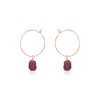 Ruby Raw Nugget Hoop Earrings in 14k Rose Gold Fill