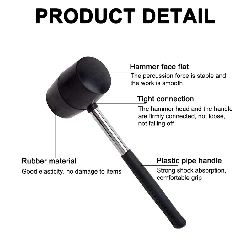 Utoolmart 20 Ounce Rubber Mallet Hammer 65mm Diameter with Anti-Slip
