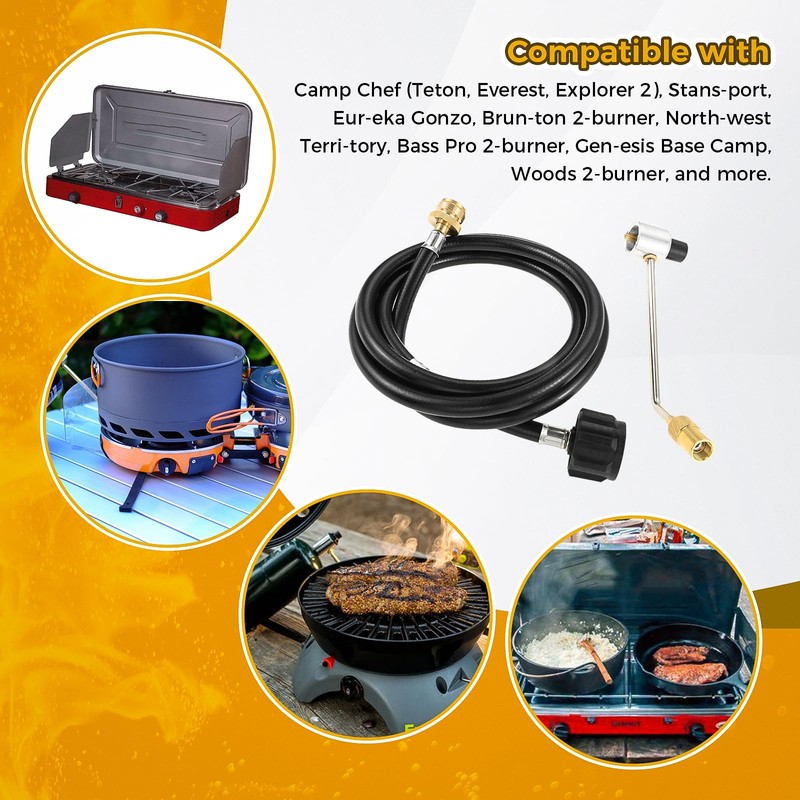 6FT Propane Adapter Hose with Stove Pressure Regulator
