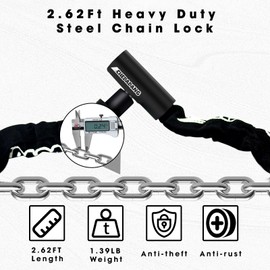 E Scooter Lock, CHEDADANG Bicycle Lock High Security Level Chain Lock, Anti-Theft Bicycle Chain Lock with 2 Keys, Scooter Lock Chain for E Scooter Bike Bicycle Motorcycle Fence