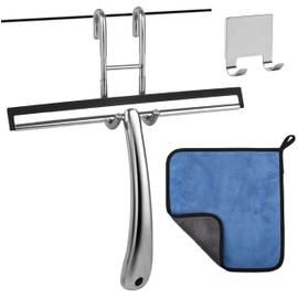 cocofy Shower Squeegee Stainless Steel 25 cm Wide, Shower Screen Squeegee Glass Squeegee Shower Bathroom Squeegee Shower Squeegee Shower Squeegee Shower Screen Squeegee Shower Squeegee Shower Squeegee