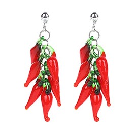 Hot Red Chili Pepper Earrings for Women Cut Fun Lifelike Stacking Vegetable Food Funny Dangle Errings Cute Creative Jewelry-bead