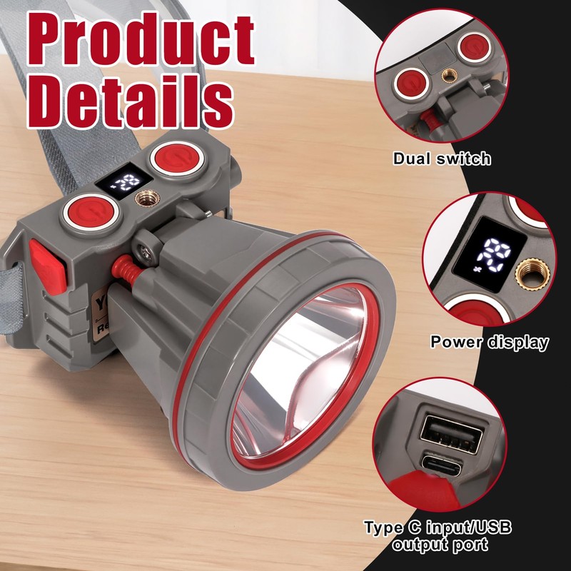 Super Bright Coon Hunting Headlamp, High Lumen LED Headlight with