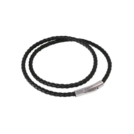 Fly Style Women's and Men's Braided Necklace with Clasp, Made of Faux Leather, Black, Necklace without Pendant,·3 mm, 4 mm, 38-70 cm, Stainless Steel