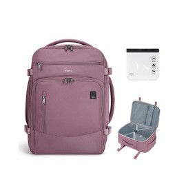 ECOHUB Travel Backpack for Women, 18x14x8 Spirit Airlines Personal Item Bag with Clear Toiletry Bag, Laptop Carry on Backpack with USB Port, Airline Approved Under Seat 14 Pockets 30L, Pink