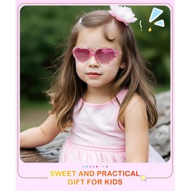 NSSIW Kids Polarized Sunglasses Heart-Sunglasses: Toddler Sun Glasses with UV Protection for Girls Youth Child 3Pack Age 3-12