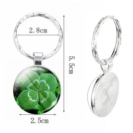 Mnixy Pack of 3 Clover Key Fob Four Clover Leaf Key Ring Lucky Charm Green Leaf Natural Lucky Wooden Pendant with Clover Leaf / Key Pendant as a Gift