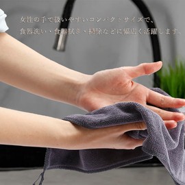HOOMCOOM Kitchen Towels, Kitchen Cloths, Hand Wipe Towels with Loops, 3-Piece Set, Dishcloth, Microfiber, Thick Fabric, Absorbent, Quick-Drying, 11.8 x 11.8 inches (30 x 30 cm), Odor-Resistant