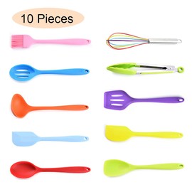 Silikon Küchenutensilien-Set, Kochutensilien, 10 Stück pro Set zum Kochen, Backen, Mixen, Spatel, Küchenutensilien, antihaftbeschichtetes, hitzebeständiges Kochgeschirr (farbig)
