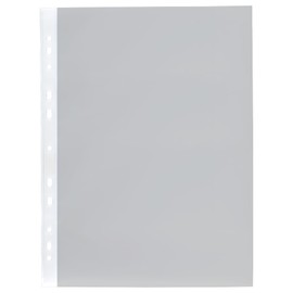 Idena 90372-Pack of 50 A4 Grained Plastic Wallets 60µ Indelible Transparent Films with Universal Punching