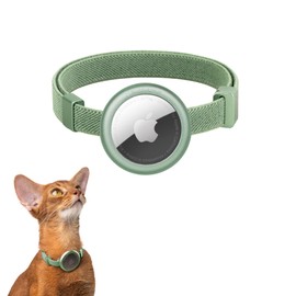 BuddyArmor Safety Cat Collar Pro Airtag Holder Set, US IDA Gold Award Cat Collar with Snap, Non Breakaway Elastic Release Cat Airtag Collar Airtag Case for Small Medium Large Cats (Olive, S)