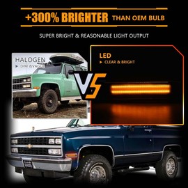 Front Fender LED Side Marker Lights for 1981-1991 Chevy C10 C20 C30 GMC C1500 C2500 Suburban Blazer Jimmy, Smoked Lens Side Bumper Marker Lamps, Amber LED Side Markers Turn Signal Light, 2 PCS
