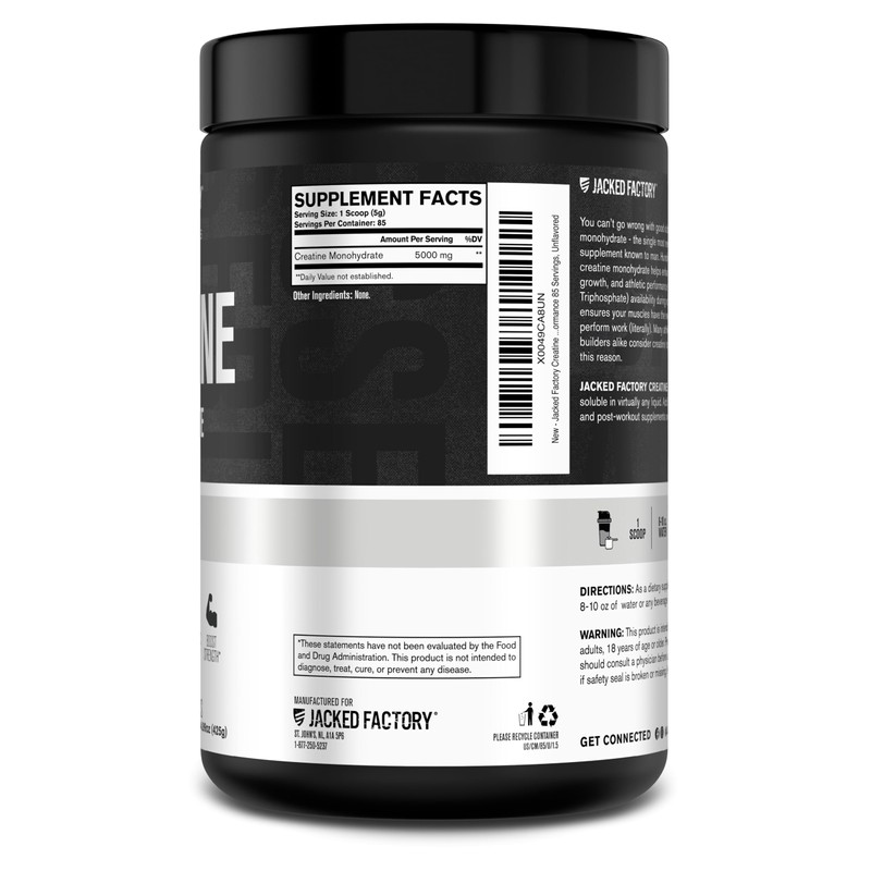 Jacked Factory Creatine Monohydrate Powder 425g - 5g Daily Creatine