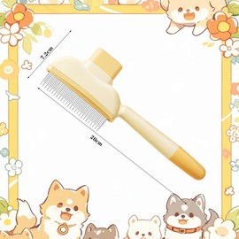 Selbstreinigender Flohkamm für Haustiere, Fellpflegebürste für Katzen und Hunde, Selbstreinigender Katzenkamm mit Auslöseknopf, Flohkamm, zum Massieren und Reinigen von Haaren (Gelb)