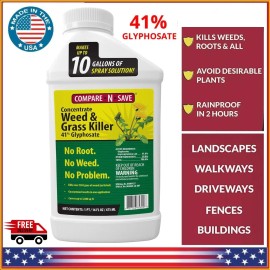 Compare-N-Save Herbicide Concentrate Mix Root Weed Grass Killer Rainproof 41% Glyphosate 16oz