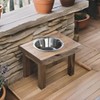 Oakestry Acacia Wood Live Edge Single Bowl Pet Feeder Stand