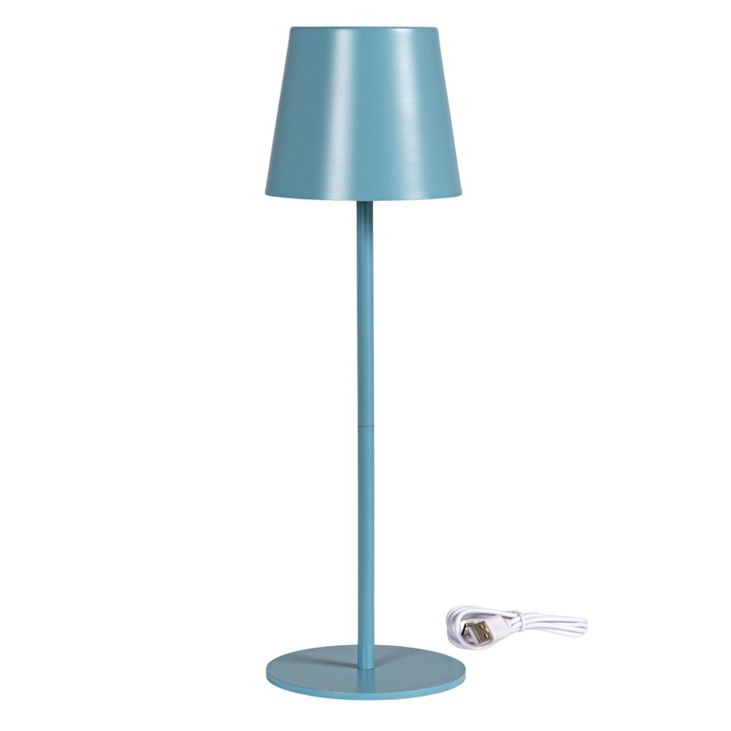 Bloomingville Metal LED Rechargeable Table Lamp with Touch Sensor, Blue