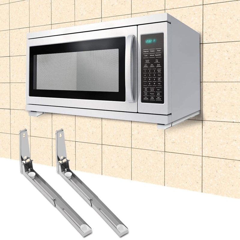 Microwave Oven Shelf, 2Pcs Kitchen Stainless Steel Microwave Oven Bracket