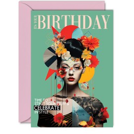 Gorgeous Birthday Card - Fashion Forward - Stunning Fashion Magazine Inspired Stylish Birthday Card for Women Mum Sister Daughter Friend Nan Grandma Cousin, 5x7 Inch Female Greeting Cards
