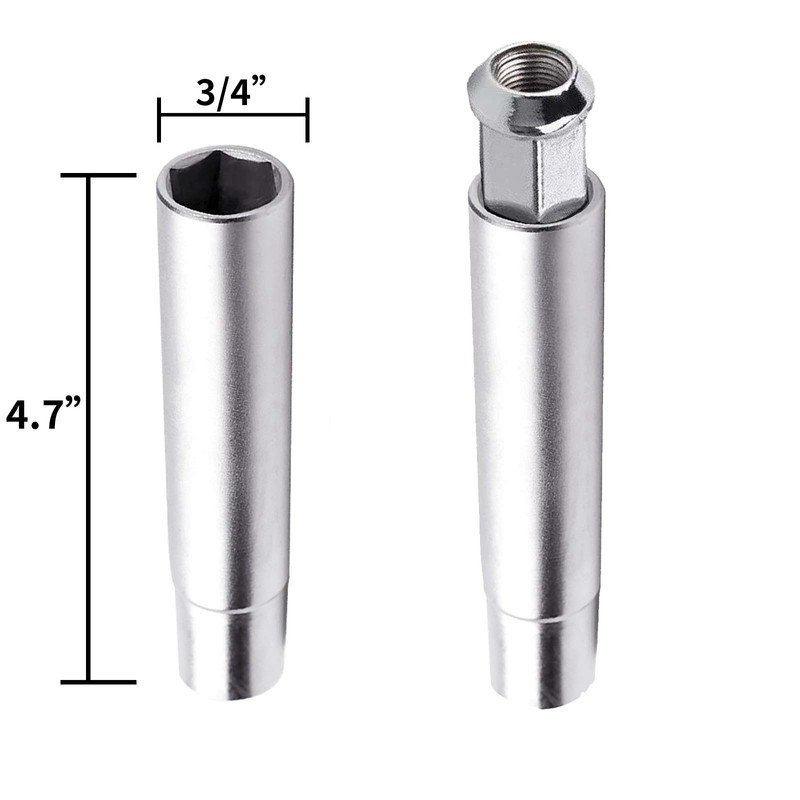 Spike Lug Nuts Socket Key, 4.5" Tall 3/4" Hex Spike